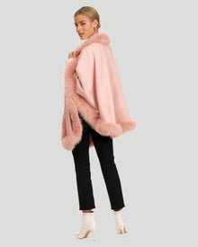 Cashmere Capelet With Shadow Fox Trim | Women | Light Pink