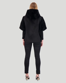 Cashmere Jacket With Sheared Select Cashmere Goat Trim And Short Sleeves | Women | Black