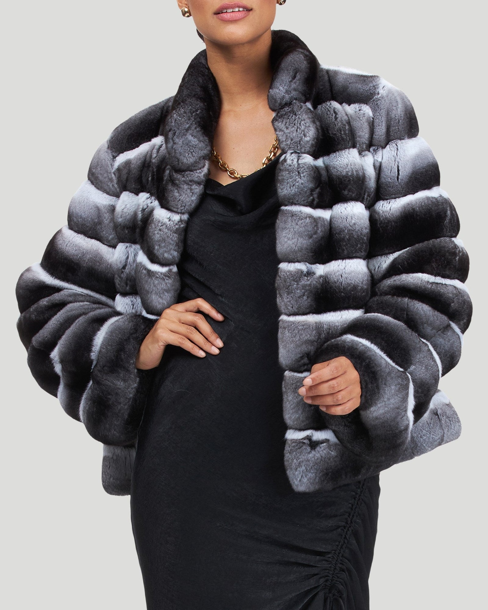 Classic Chinchilla Fur Jacket | Women | Gray