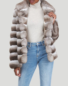 Classic Chinchilla Fur Jacket | Women | Beige (Pre-Order)