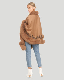 Embroidered Wool And Cashmere Cape | Women | Camel