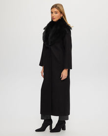 Fabric Coat With Detachable Select Shearling Lamb Collar | Women | Black