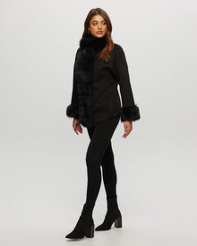 Fabric Jacket With Toscana Lamb Tuxedo And Cuffs | Women | Black