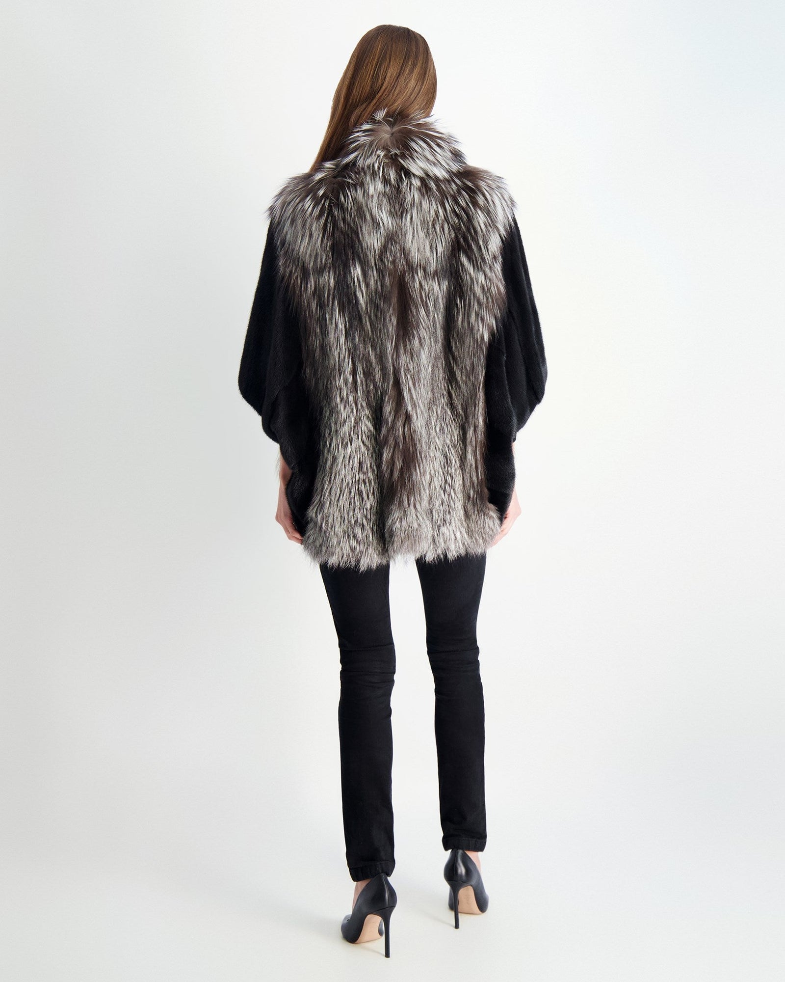 Jacket With Mink Sleeves | Women | Silver Fox x Black