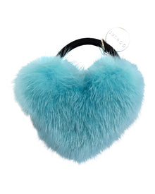 Hair Elastic With Heart Shaped Mink Fur Pompom | Women | Blue