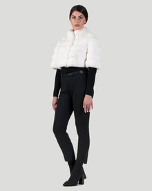 Horizontal Chinchilla Bolero With Cropped Sleeves | Women | White