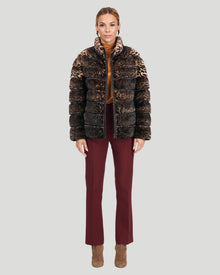 Horizontal Mink Jacket, Reversible To Down | Women | Animal Print x Black