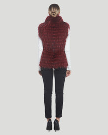 Horizontal Raccoon Layered Vest | Women | Burgundy