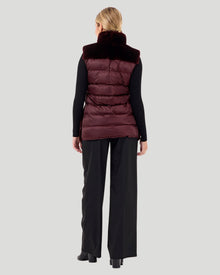 Horizontal Select Shearling Lamb Zip Vest With Quilted Back | Women | Burgundy x Burgundy