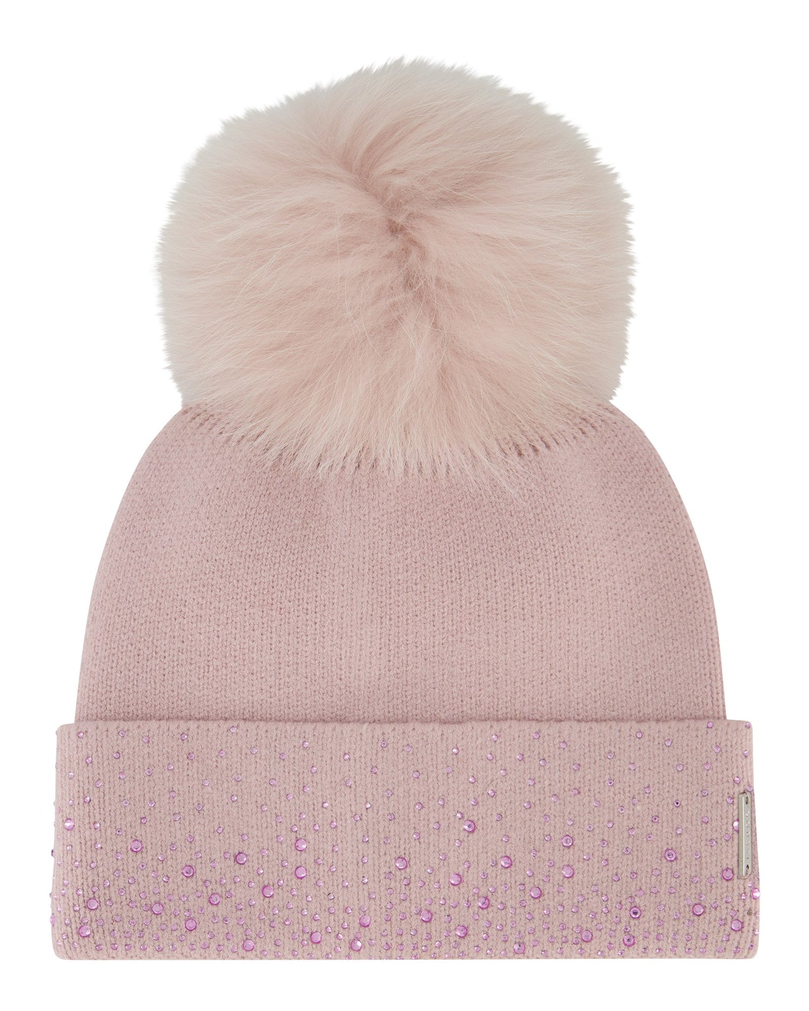 Knit Hat With Fox Pompom | Women | Pink