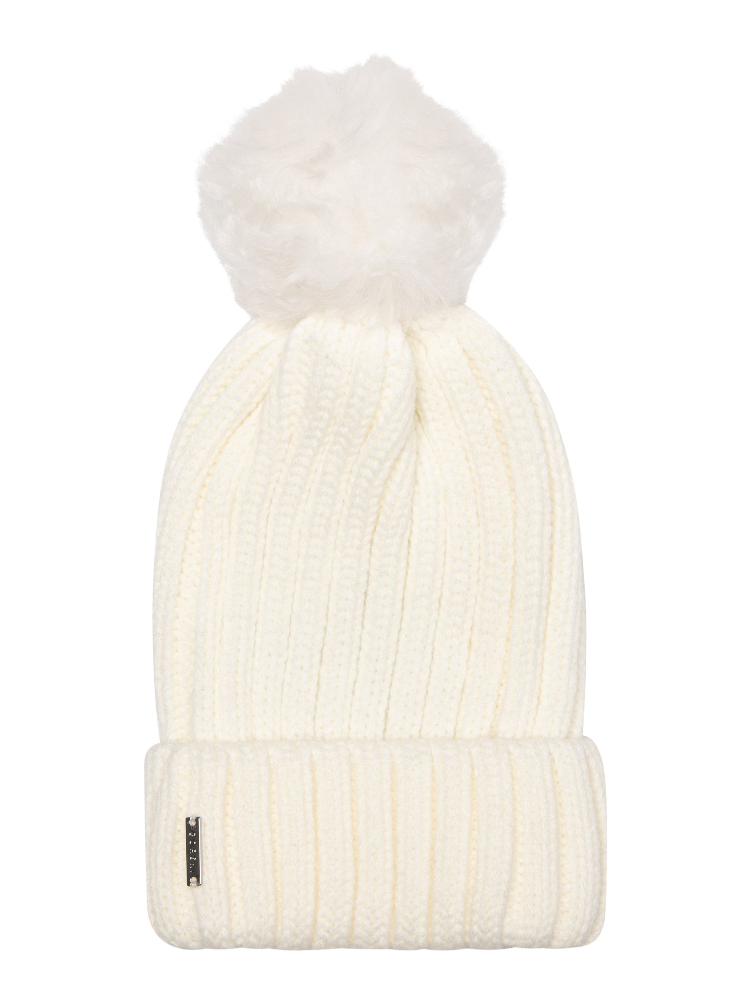 Knit Hat With Toscana Shearling Lamb Pompom | Women | White x White (V2)