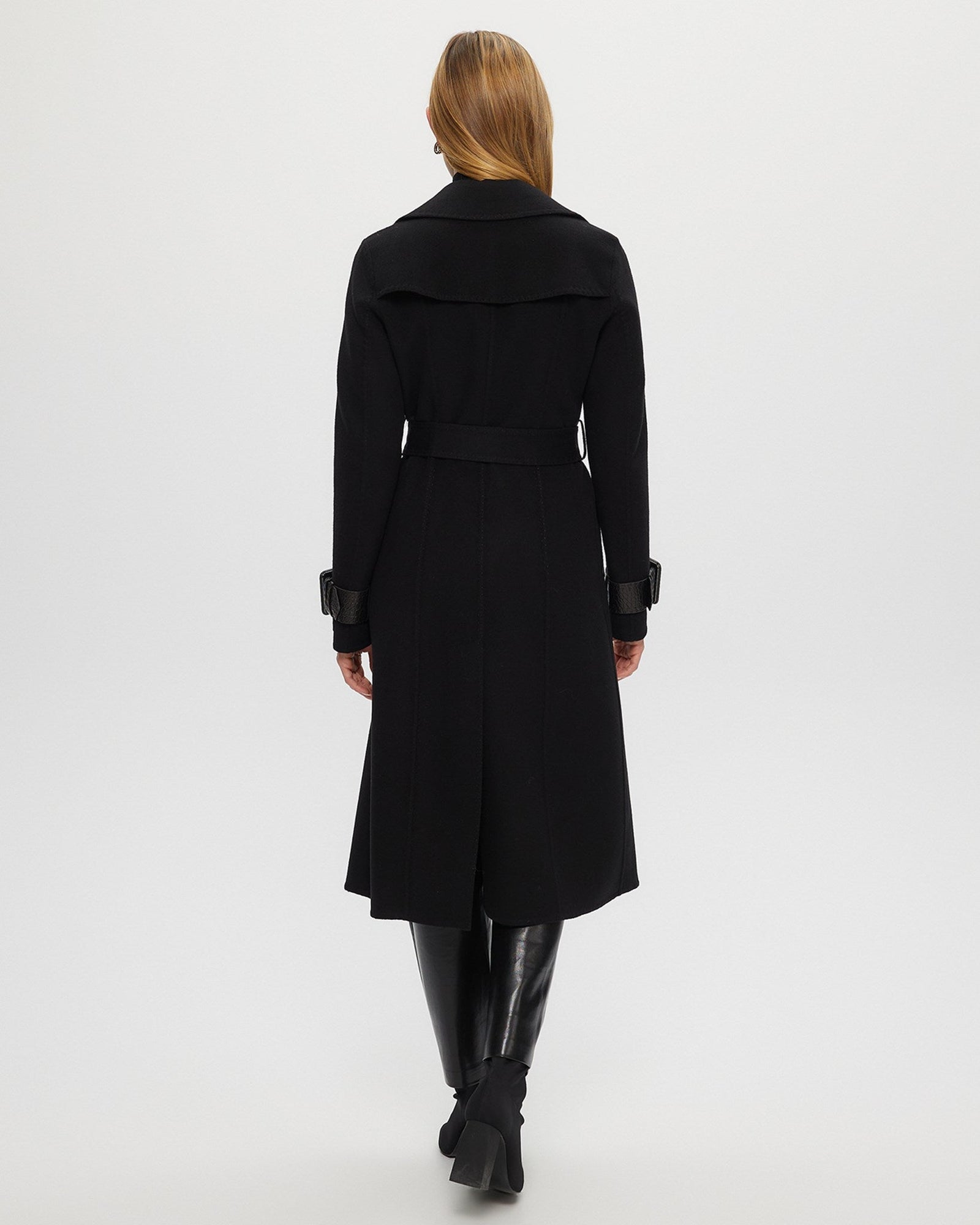 Loro Piana Cashmere & Wool Trench Coat With Leather Trim | Women | Black x Black