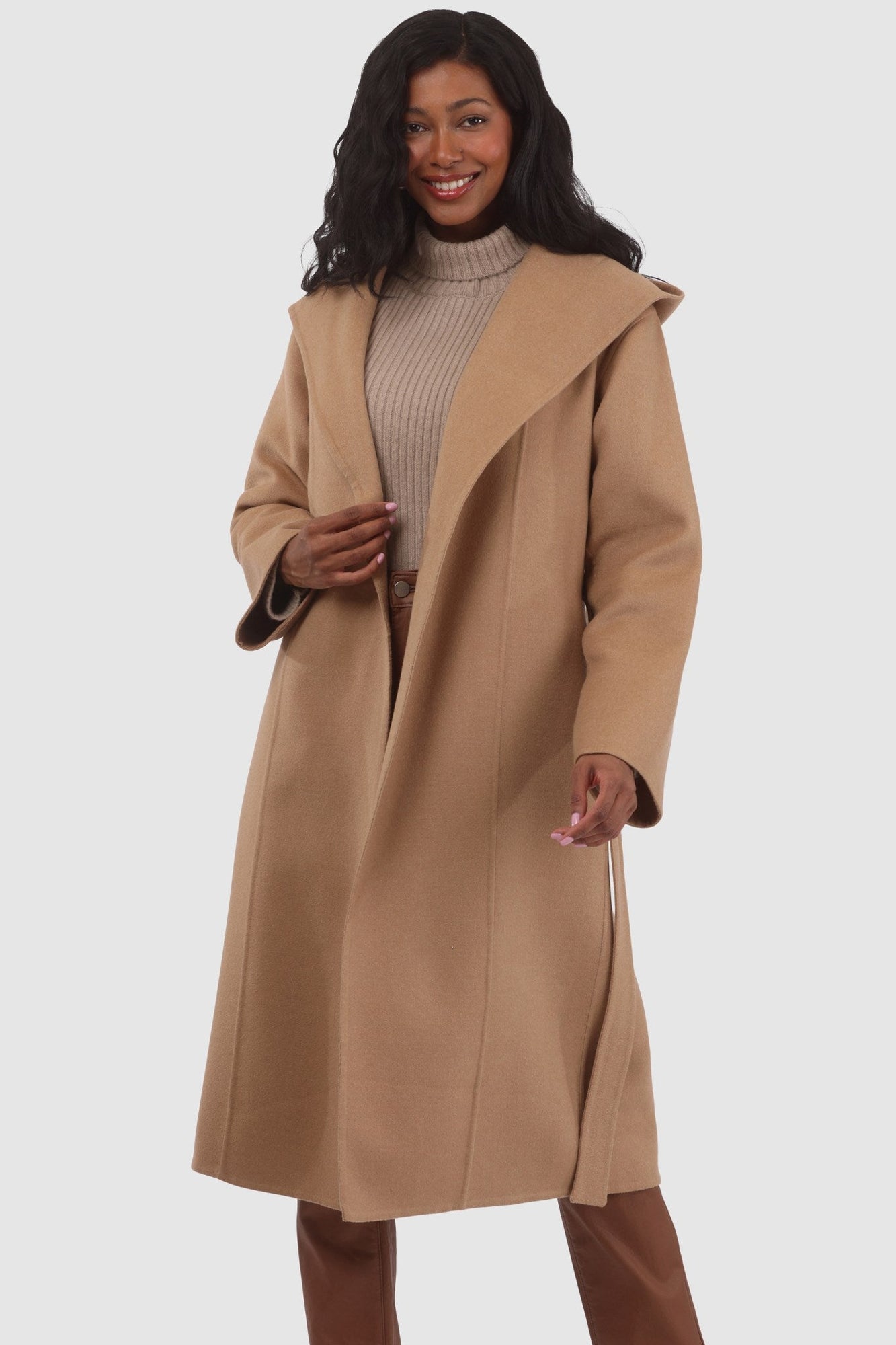 Loro Piana Wool Belted Short Coat | Women | Camel