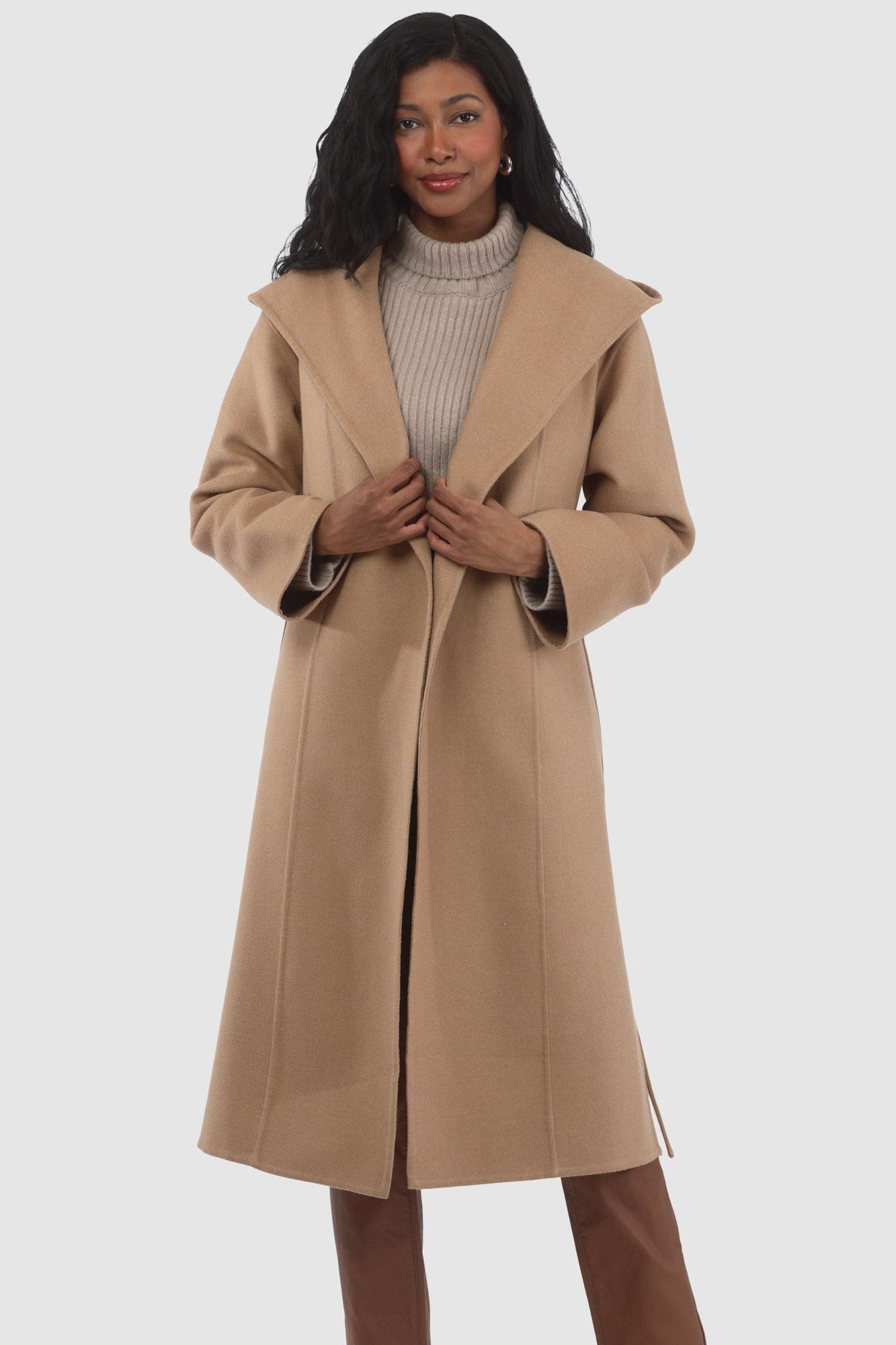 Loro Piana Wool Belted Short Coat | Women | Camel