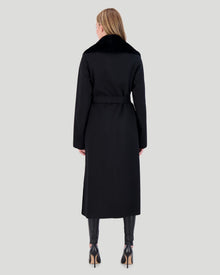 Loro Piana Wool Short Coat With Select Shearling Lamb Collar | Women | Black (V1)