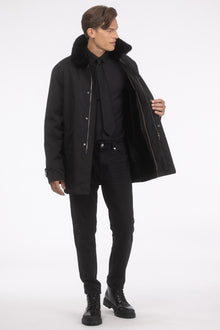 Coat With Detachable Select Shearling Lamb Lining And Collar | Men | Black