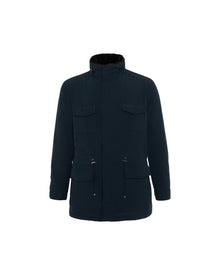 Fabric Jacket With Select Shearling Lamb Lining | Men | Navy x Brown