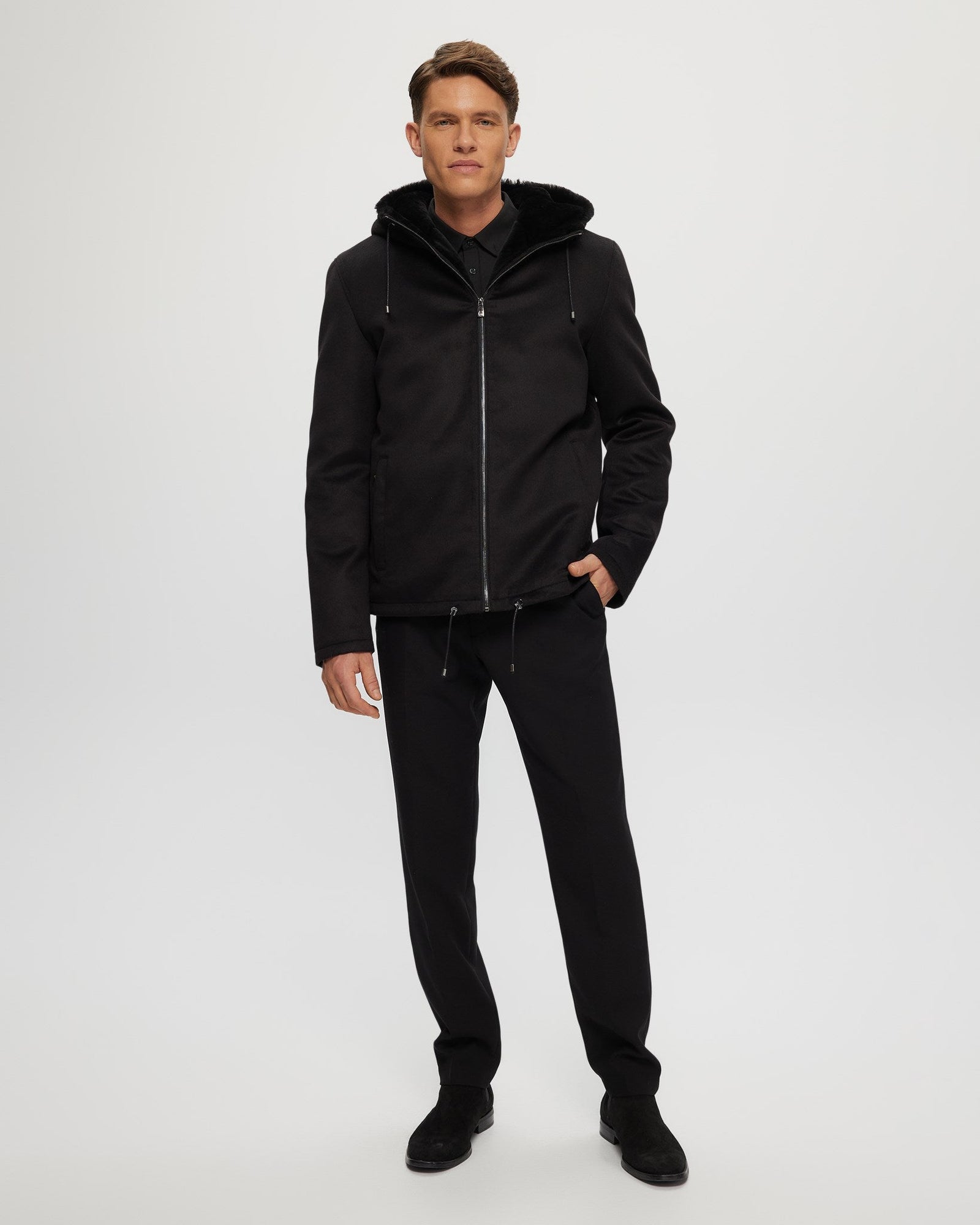 Fabric Parka With Select Shearling Lamb Lining | Men | Black