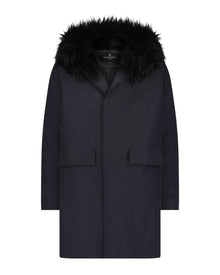 Parka With Select Shearling Lamb Tuedo And Hood Trim | Men | Navy x Black