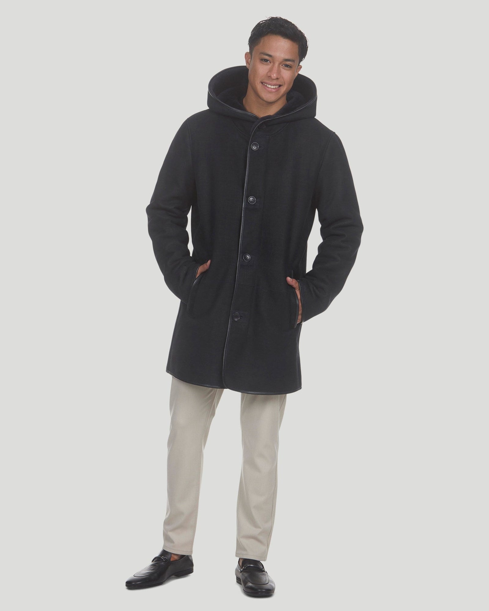 Select Shearling Lamb Parka | Men | Navy Pattern