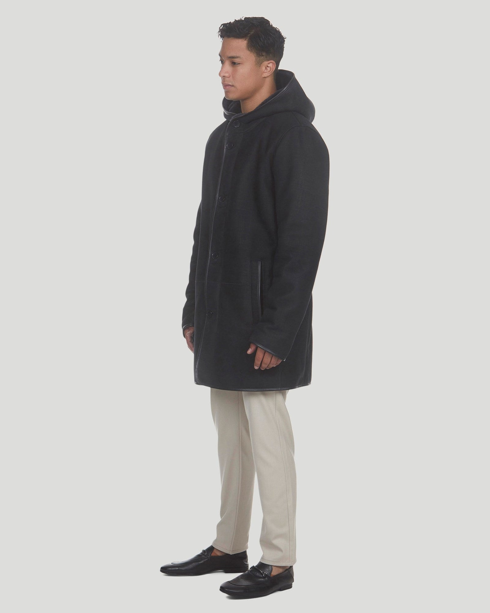 Select Shearling Lamb Parka | Men | Navy Pattern