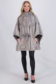 Mink Cape, Leather Belt | Women | Sapphire