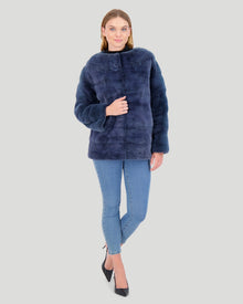 Mink Funnel Neck Jacket | Women | Denim