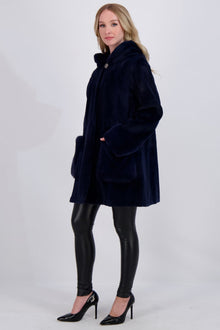 Mink Hooded Jacket | Women | Admiral Blue