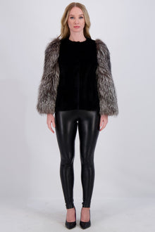 Mink Jacket With Fo Sleeves | Women | Black x Silver Fox