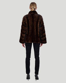 Mink Jacket With Horizontal Sleeves | Women | Brown Print