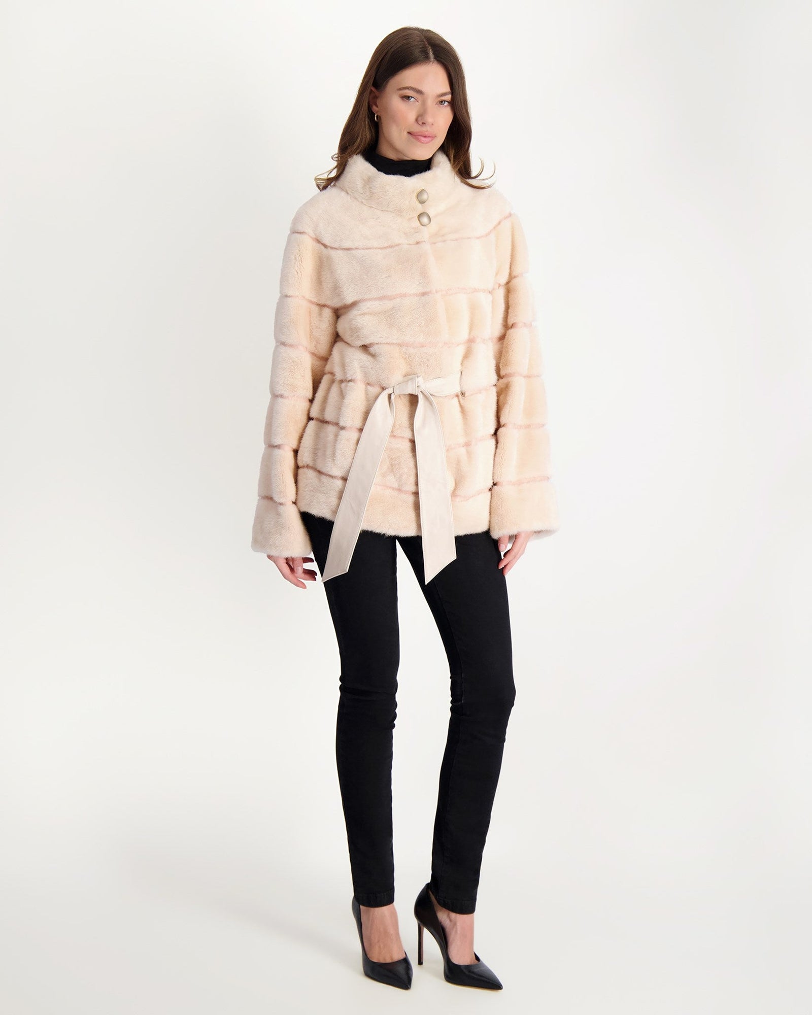 Mink Jacket With Leather Belt | Women | Flamingo