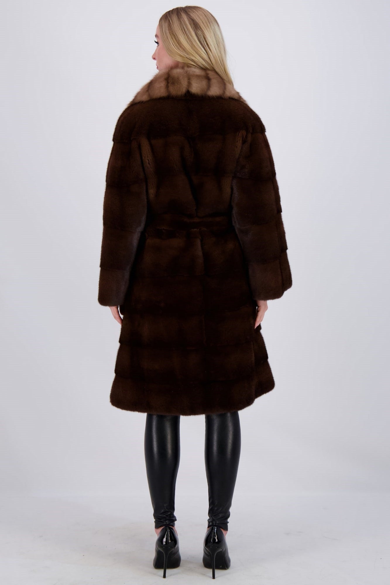 Mink Jacket With Sable Collar, Mink Belt | Women | Kastanie