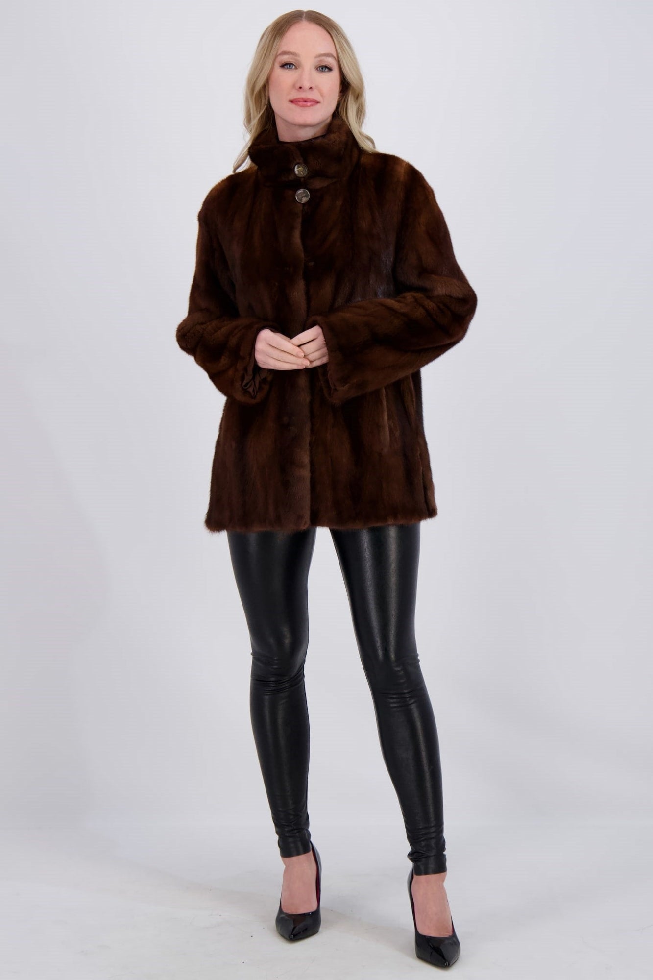 Mink Jacket With Stand Collar | Women | Scanbrown