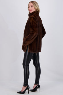 Mink Jacket With Stand Collar | Women | Scanbrown