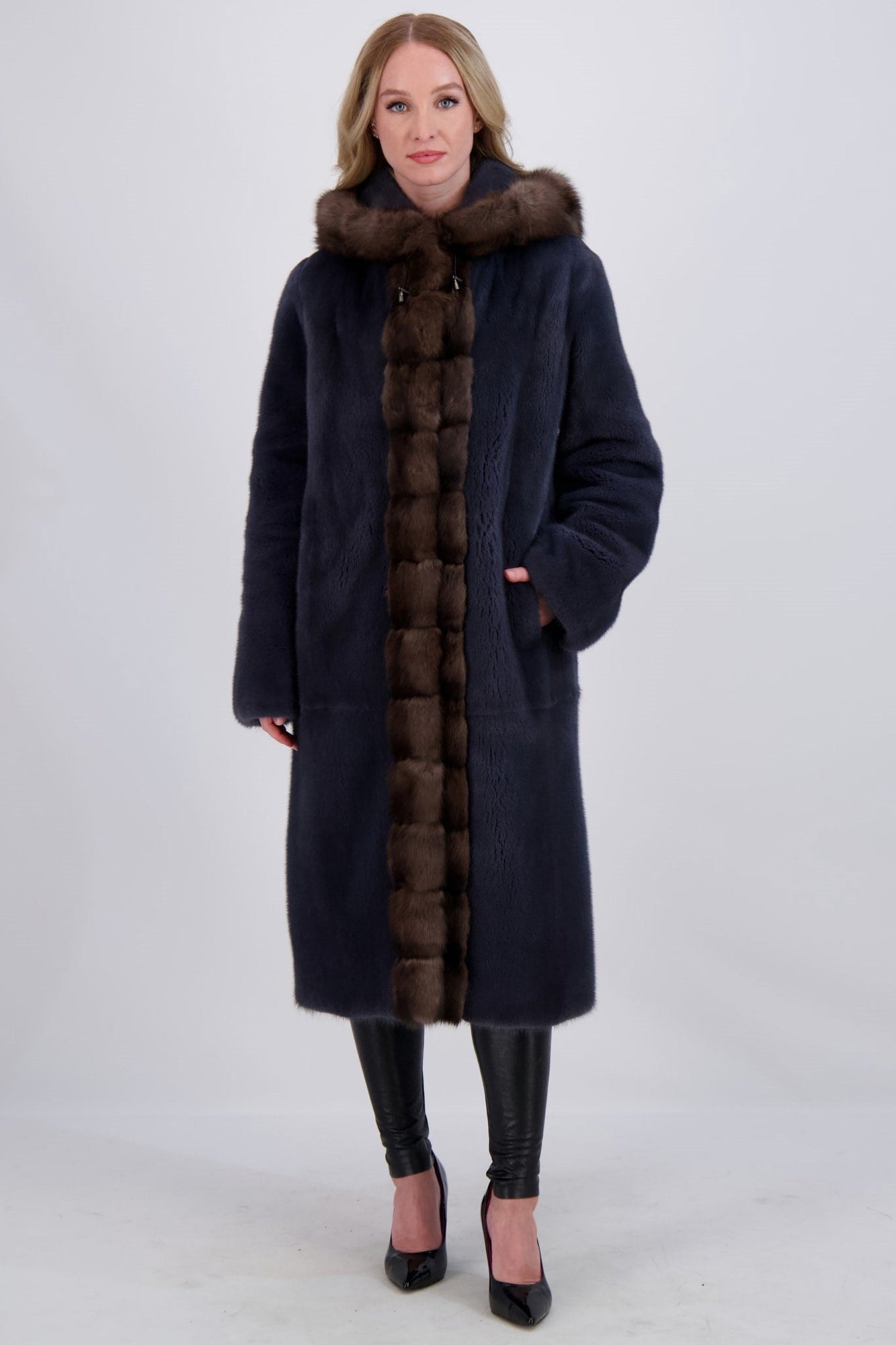 Mink Parka With Sable Trim | Women | Night Sky