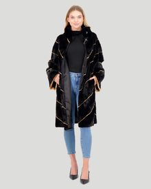 Mink Sections Short Coat | Women | Black (V3)