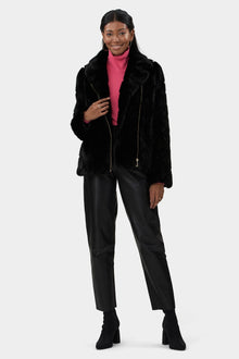 Mink Zip Bomber Jacket | Women | Black