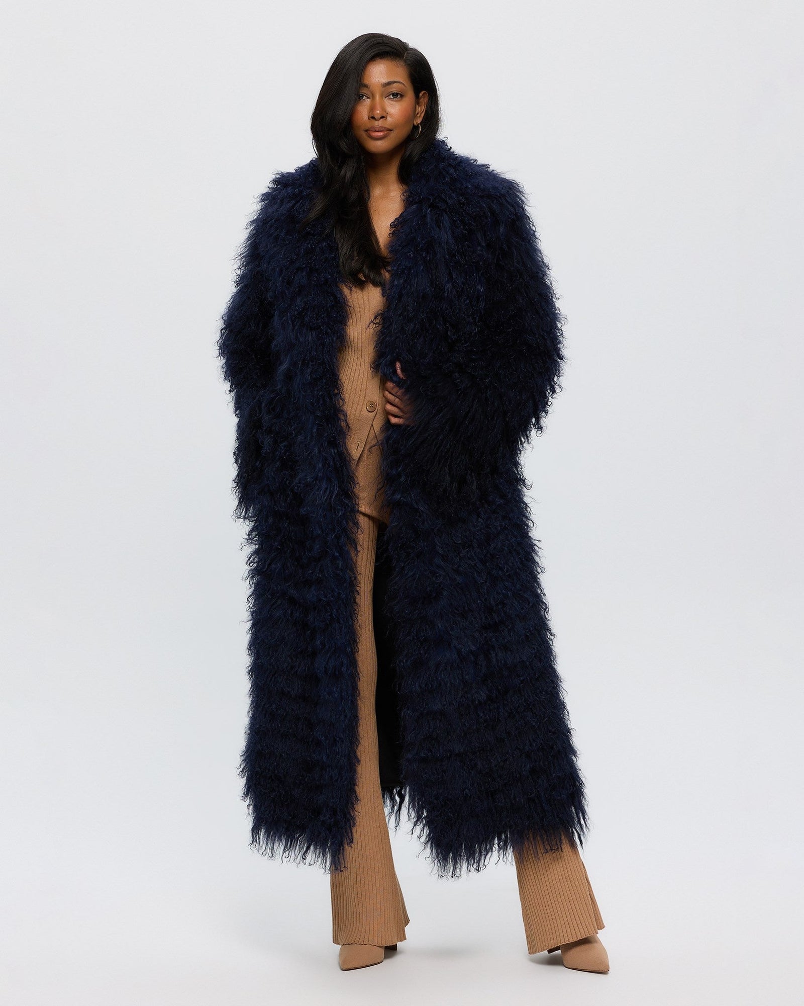 Mongolian Goat Coat | Women | Dark Blue