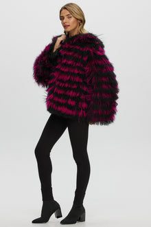 Mongolian (Tg) Shearling Lamb Jacket Reversible To Loro Piana Cashmere & Wool | Women | Fuschia x Black