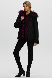 Mongolian (Tg) Shearling Lamb Jacket Reversible To Loro Piana Cashmere & Wool | Women | Fuschia x Black