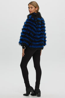 Mongolian (Tg) Shearling Lamb Jacket | Women | Blue x Black