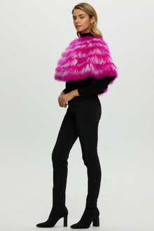 Mongolian (Tg) Shearling Lamb Stole Reversible To Loro Piana Cashmere & Wool | Women | Fuschia x White x Black