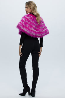 Mongolian (Tg) Shearling Lamb Stole Reversible To Loro Piana Cashmere & Wool | Women | Fuschia x White x Black