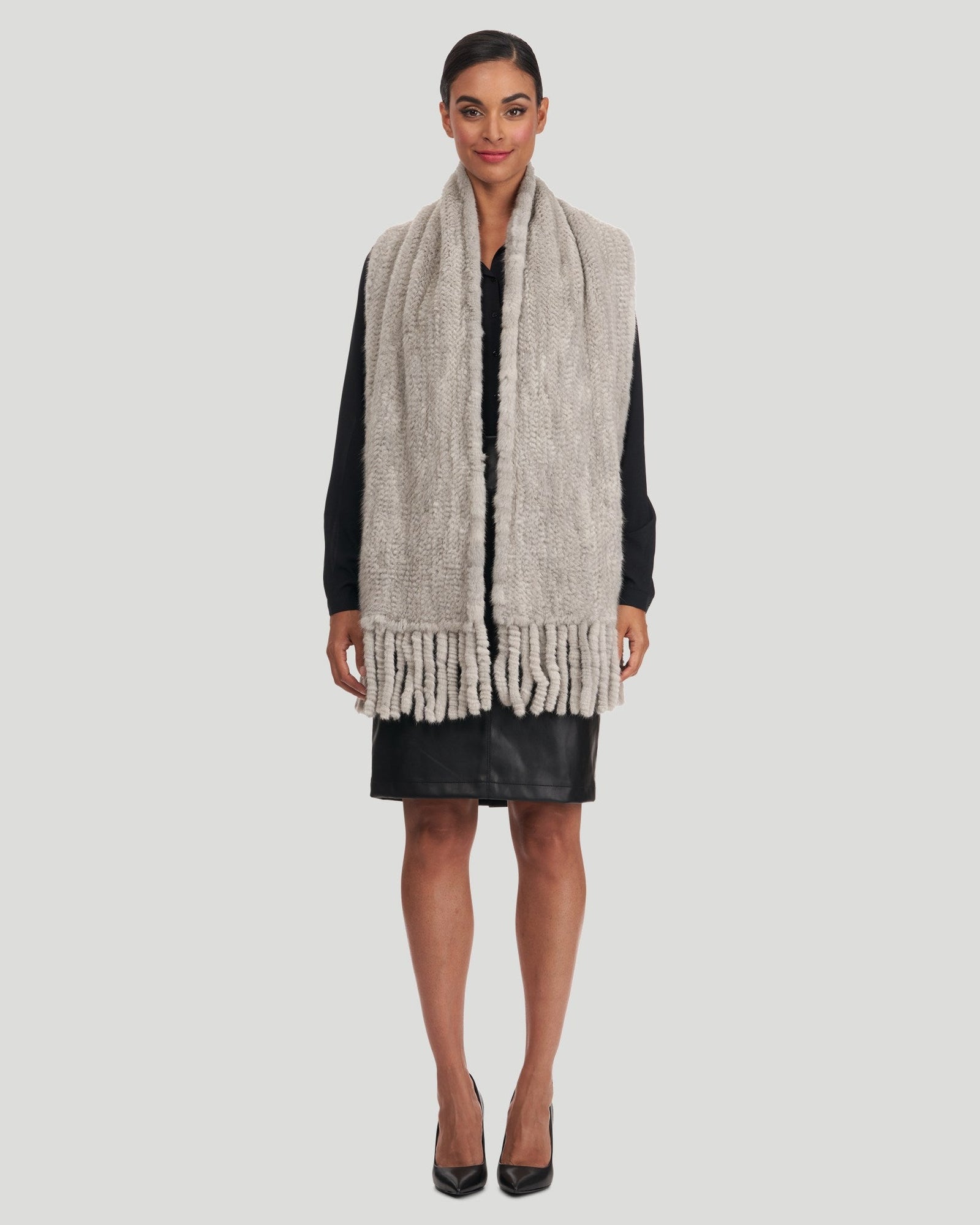 Mink Stole With Fringes | Women | Sapphire