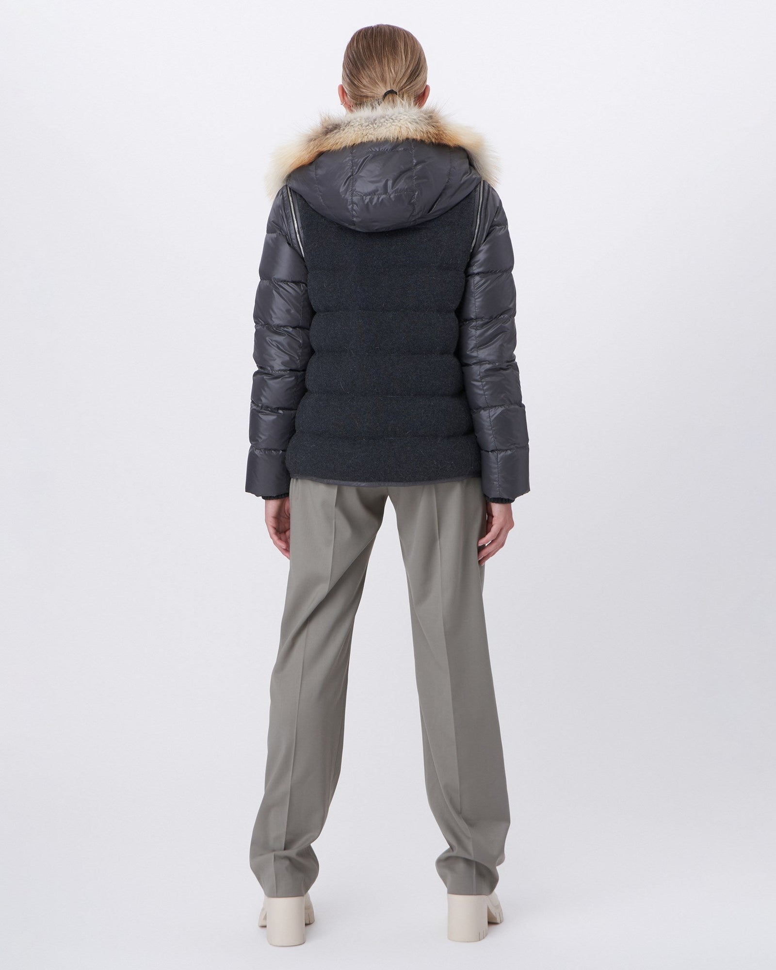 Quilted Jacket With Chevron Fo Front | Women | Golden Island x Charcoal