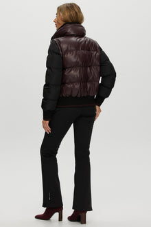 Quilted Leather Jacket With Detachable Fabric Sleeves | Women | Burgundy