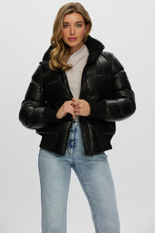 Quilted Leather Jacket With Detachable Sleeves | Women | Black