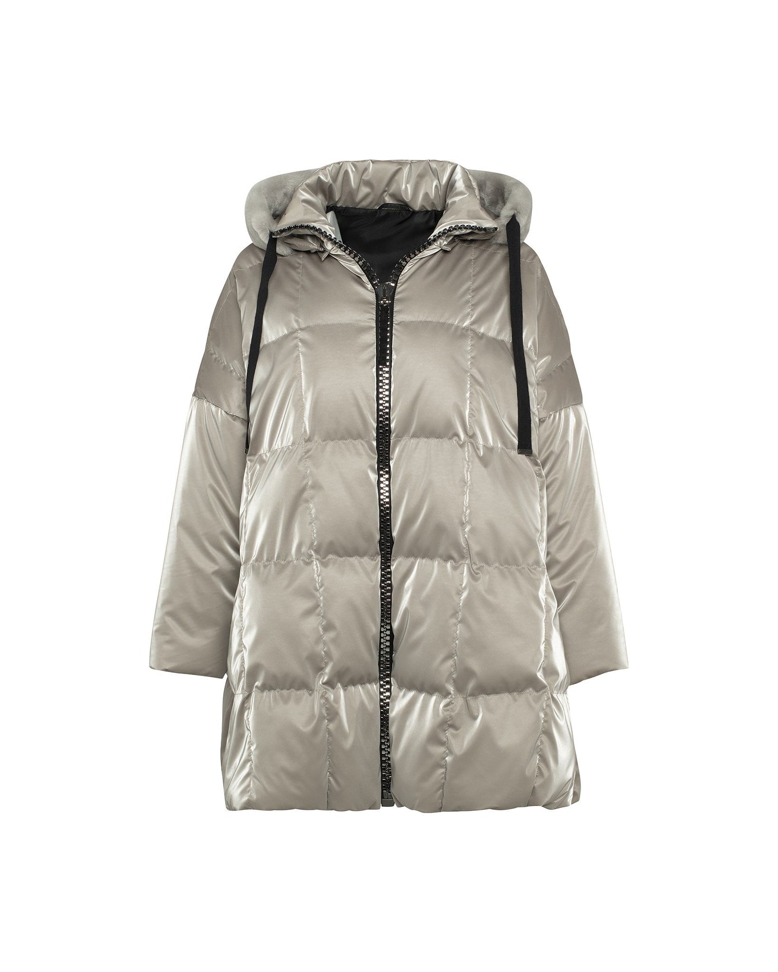 Quilted Parka With Select Shearling Lamb Hood Trim | Women | Greige