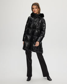 Quilted Parka With Select Shearling Lamb Hood Trim | Women | Black