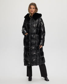 Quilted Parka With Shearling Lamb Hood Trim | Women | Black